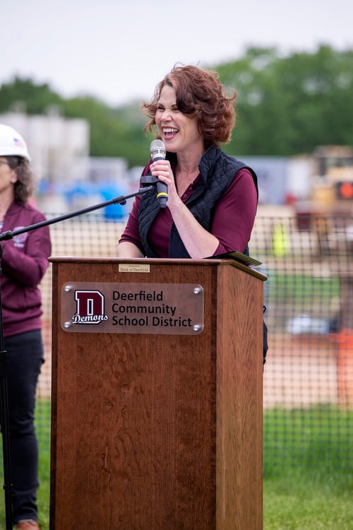 Superintendent Jensen welcomes the student body, staff and guests