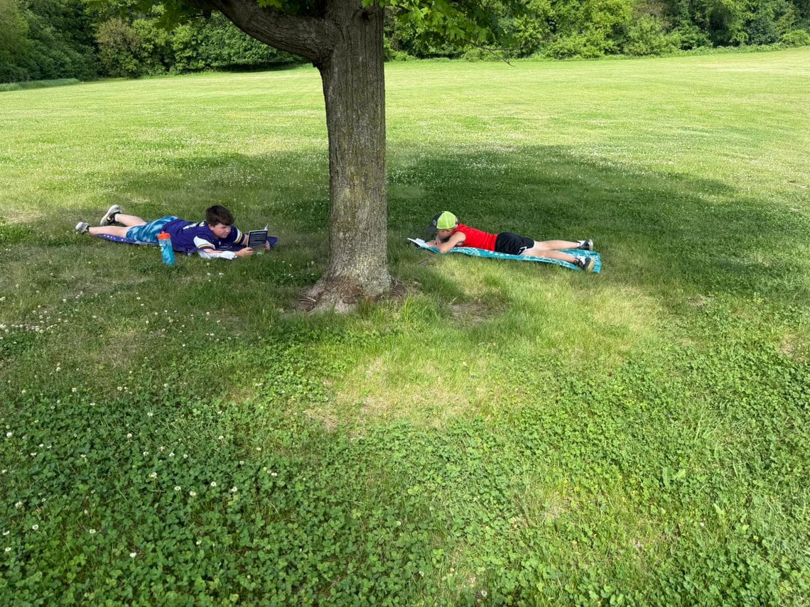 reading outside